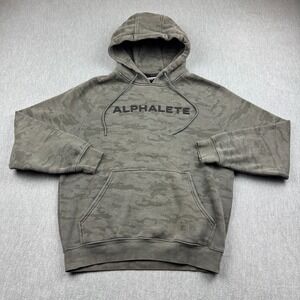 Alphalete Hoodie Mens Medium Green Pullover Camouflage Fleece Pocket Jacket